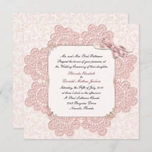Faire-part de mariage de style victorien rose Shab