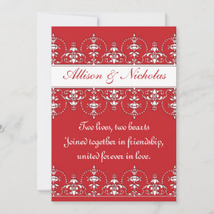 Faire-part de mariage de style victorien rouge et 