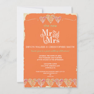 Faire-part de mariage de tableau de bord des coeur