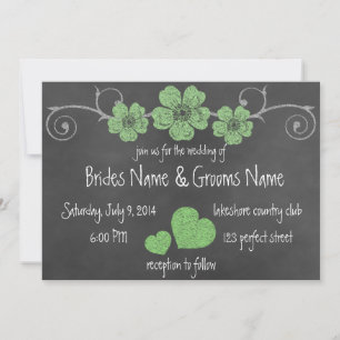 Faire-part de mariage de tableau de bord Rose vert