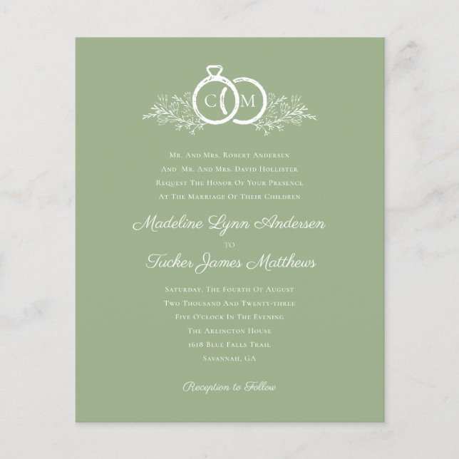 Faire-part de mariage de taille minimale du budget (Devant)