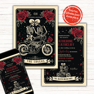 Faire-part de mariage de Tarot à la mort des motar
