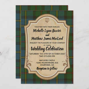 Faire-part de mariage de tartan de MacLeod