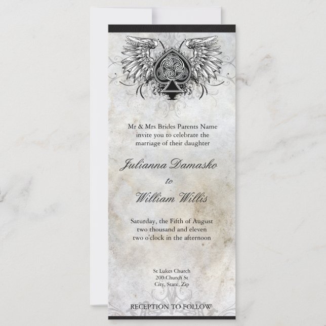 Faire-part de mariage de tatouage urbain irlandais (Devant)