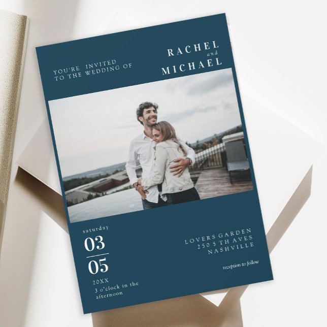 Faire-part de mariage de tendance minime de Photo  (Créateur téléchargé)