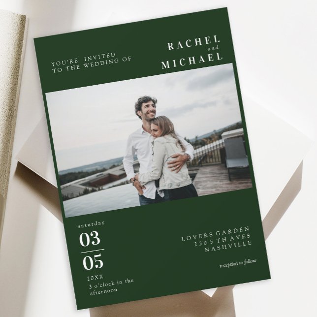 Faire-part de mariage de tendance minime de Photo  (Créateur téléchargé)