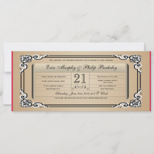 Faire-part de mariage de ticket Vintage