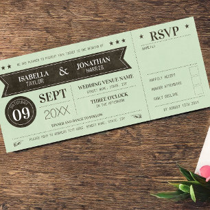 Faire-part de mariage de ticket vintage avec RSVP