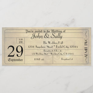 Faire-part de mariage de ticket vintage Old Style