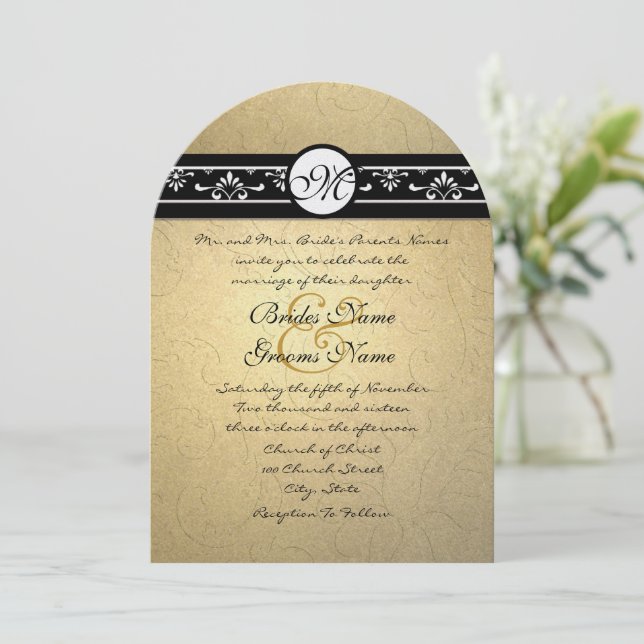Faire-part de mariage de torrents Damask Or (Debout devant)