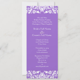 Faire-part de mariage de torrents de Damas de prun