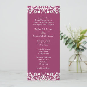 Faire-part de mariage de torrents de Damas de prun