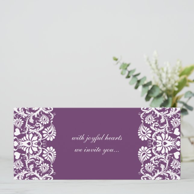 Faire-part de mariage de torrents de prune profond (Debout devant)