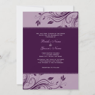 Faire-part de mariage de torrents floraux violets