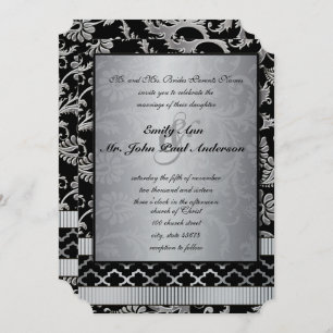 Faire-part de mariage de torsades en argent Damask