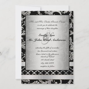 Faire-part de mariage de torsades en argent Damask