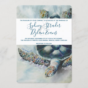 Faire-part de mariage de tortue tropicale