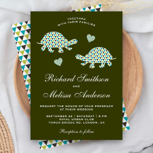 Faire-part de mariage de tortues romantiques migno