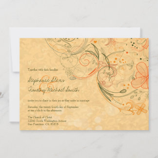 Faire-part de mariage de tourbillons à fleurs d'or