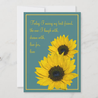 Faire-part de mariage de tournesol jaune turquoise