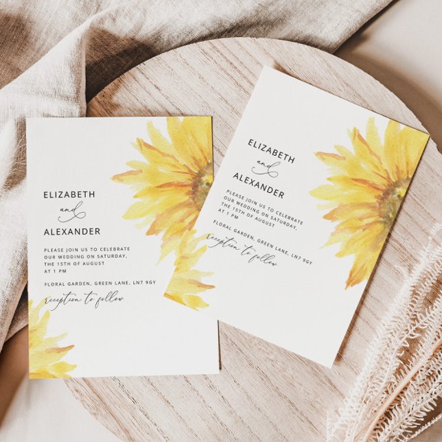 Faire-part de mariage de tournesol minimal (Créateur téléchargé)