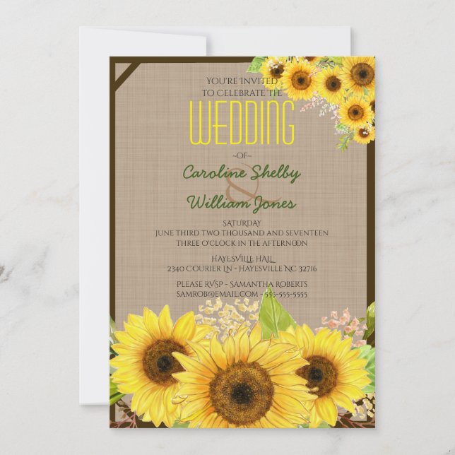 Faire-part de mariage de tournesol russe (Devant)