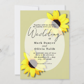 Faire-part de mariage de tournesol rustique