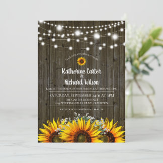 Faire-part de mariage de tournesol rustique