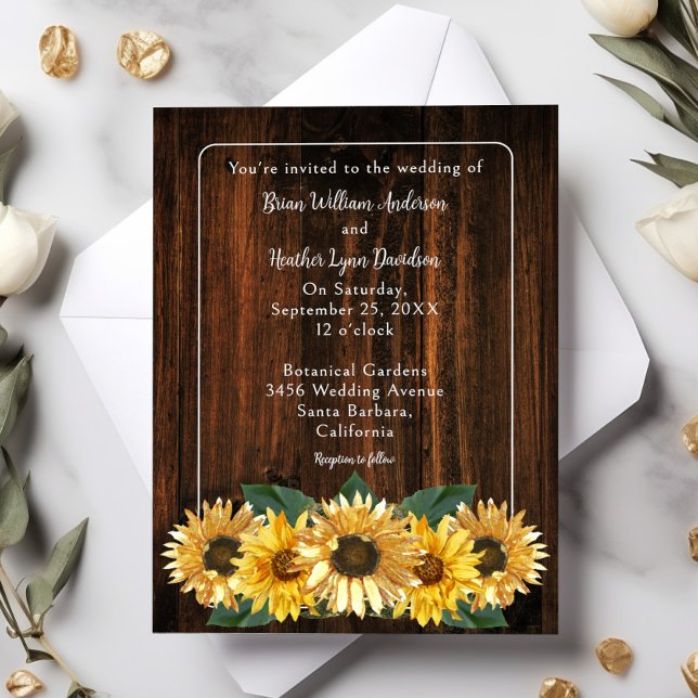 Faire-part de mariage de tournesol rustique (Rustic Sunflower Wedding Invitation)