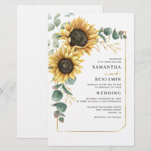 Faire-part de mariage de tournesol vert Eucalyptus