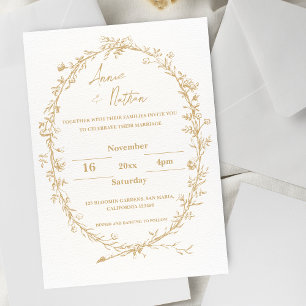 Faire-part de mariage de trame complexe Ornate Or