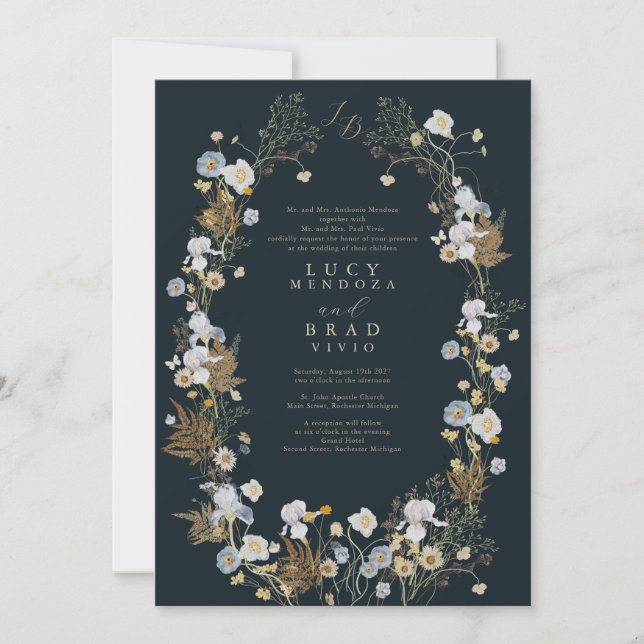 Faire-part de mariage de trame fleur sauvage (Devant)