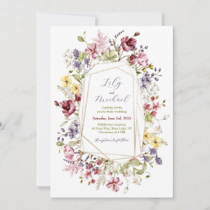 Faire-part de mariage de trame fleur sauvage