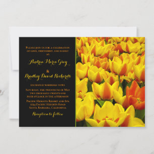 Faire-part de mariage de tulipes noires orange jau