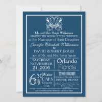 Faire-part de mariage de typographie bleu profond