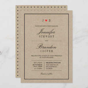 Faire-part de mariage de typographie Kraft simple 