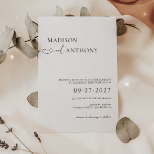 Faire-part de mariage de typographie moderne et mi