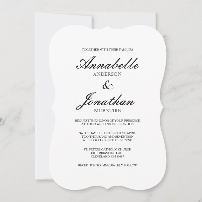 Faire-part de mariage de typographie simple et élé (Devant)
