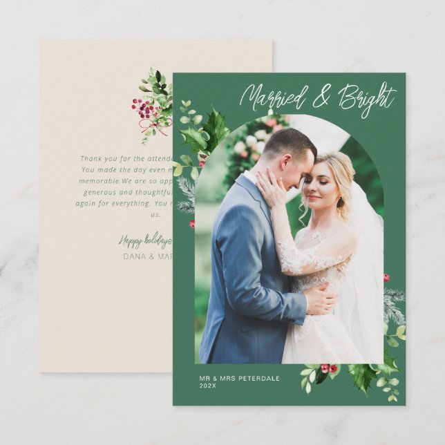 Faire-part de Mariage de vacances marié et vert br (Devant / Derrière)