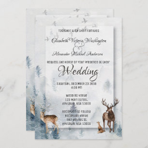 Faire-part de mariage de vacances Woodland d'hiver