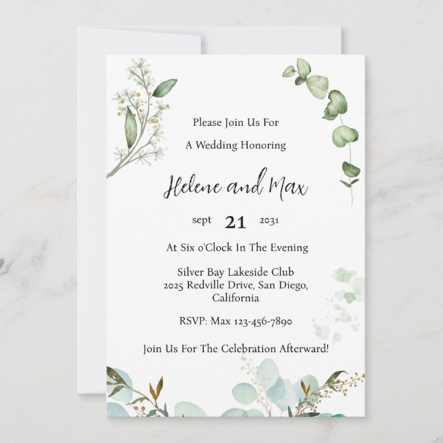Faire-part de mariage de verdure (Devant)