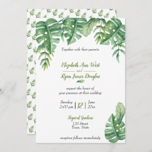 Faire-part de mariage de verdure botanique tropica