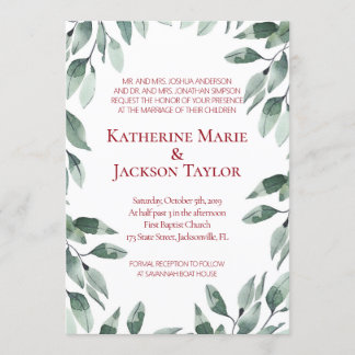 Faire-part de mariage de verdure de canneberge et