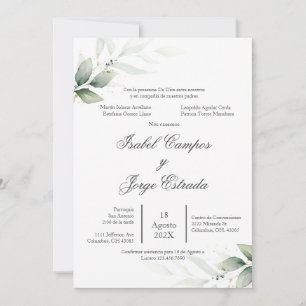 Faire-part de mariage de verdure espagnol