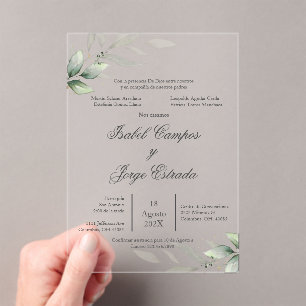 Faire-part de mariage de verdure espagnol