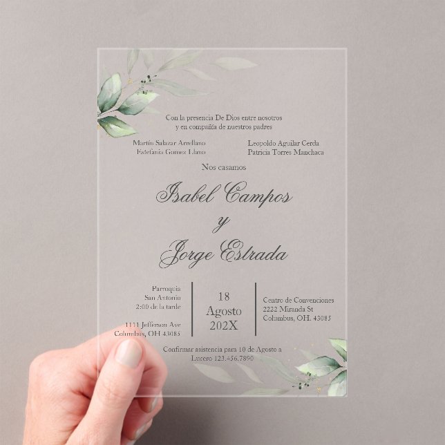 Faire-part de mariage de verdure espagnol (In situ (ordinateur de poche))