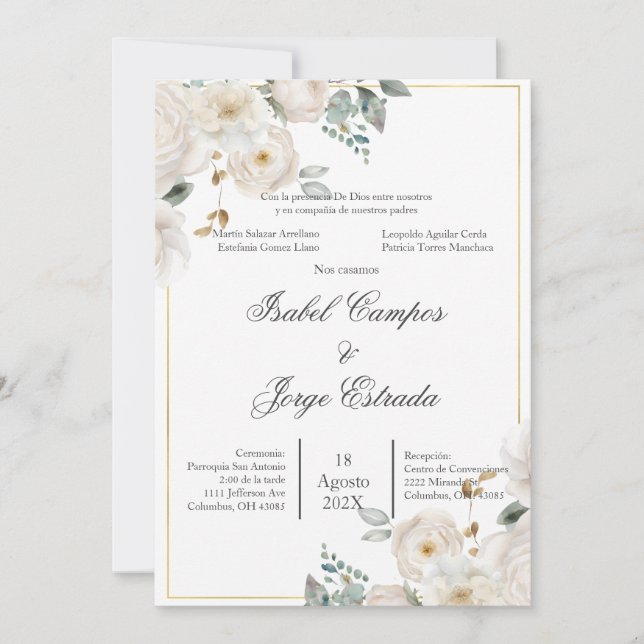 Faire-part de mariage de verdure espagnol (Devant)