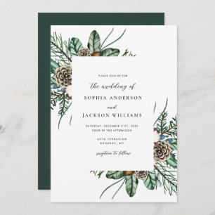 Faire-part de mariage de verdure hivernale minimal