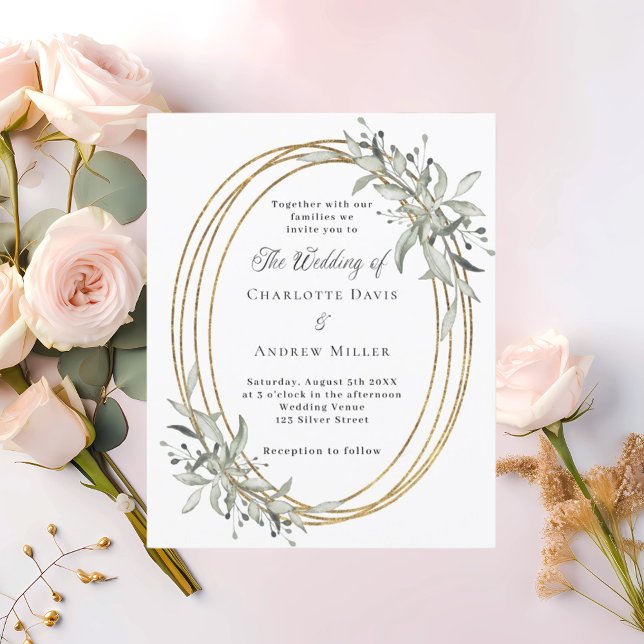 Faire-part de mariage de verdure or (Créateur téléchargé)