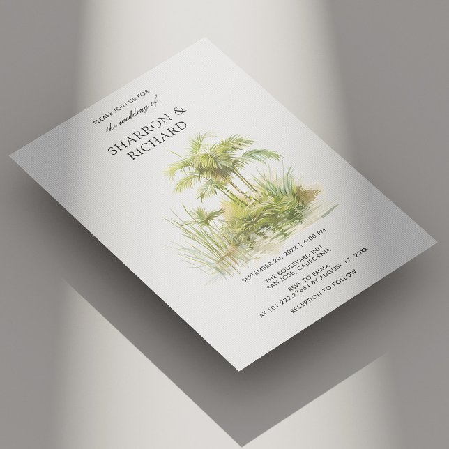 Faire-part de mariage de verdure tropicale Palm (Tropical Palm Greenery Wedding Invitation Personalized)